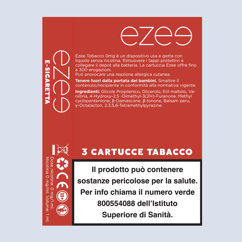Ezee Cartucce Tabacco 0mg/ml - 3 pezzi