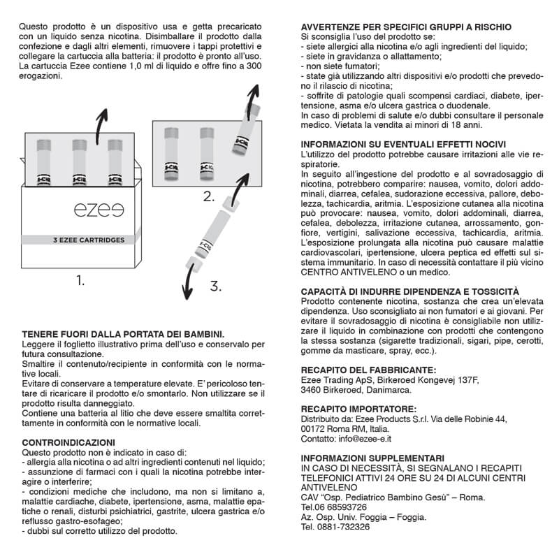 Ezee Cartucce Mentolo 0mg/ml - 3 pezzi